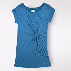 Anthropologie Maeve Knotted Tie‎ Front Knee Length Mini Dress Size S Blue